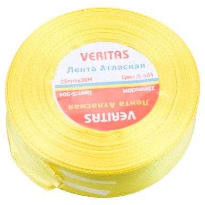 Лента атласная Veritas шир 25мм цв S-504 желтый яркий (уп 30м)2