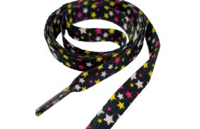 шнур плоский 3мм цв черный в разноцветную звездочку (110см) купить по цене 32.44 руб для домашнего шитья - в интернет-магазине Веллтекс | Оренбург
